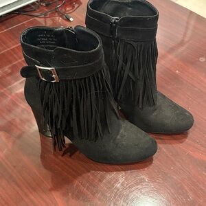 Black Fringe Ankle Boots